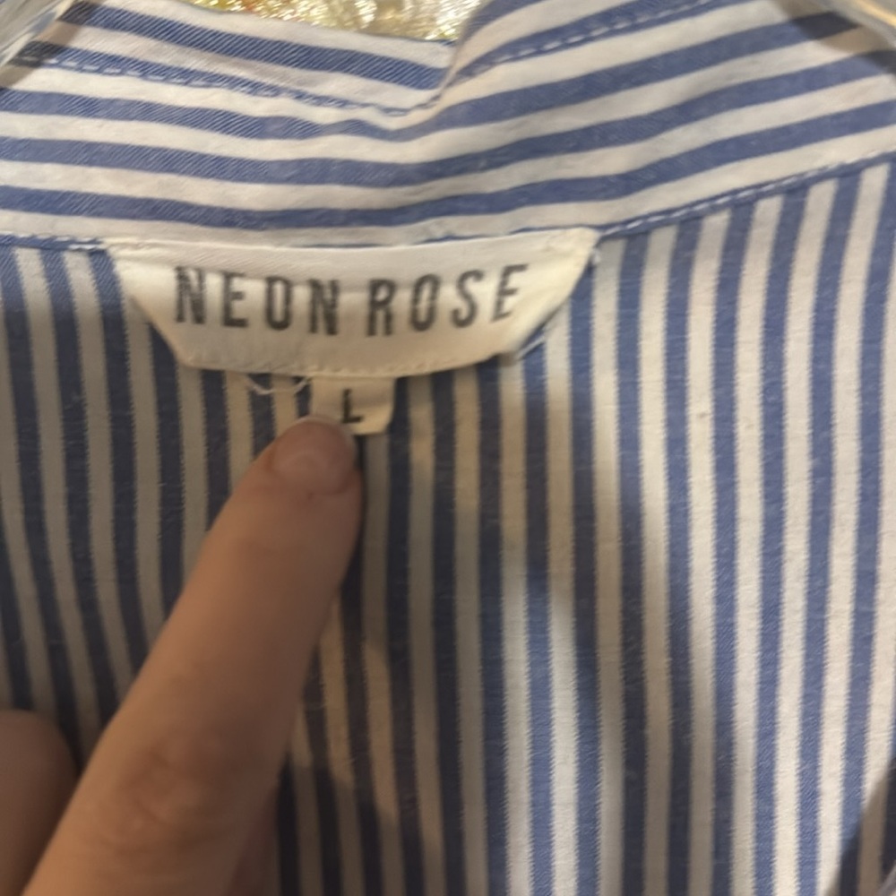 Blue and White Striped Midi Dress by Neon Rose Size Large - Picture 4 of 6